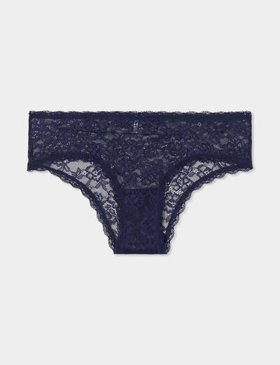 Shorty en dentelle bleu marine femme