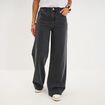 Jeans extra wide leg taille haute denim noir femme