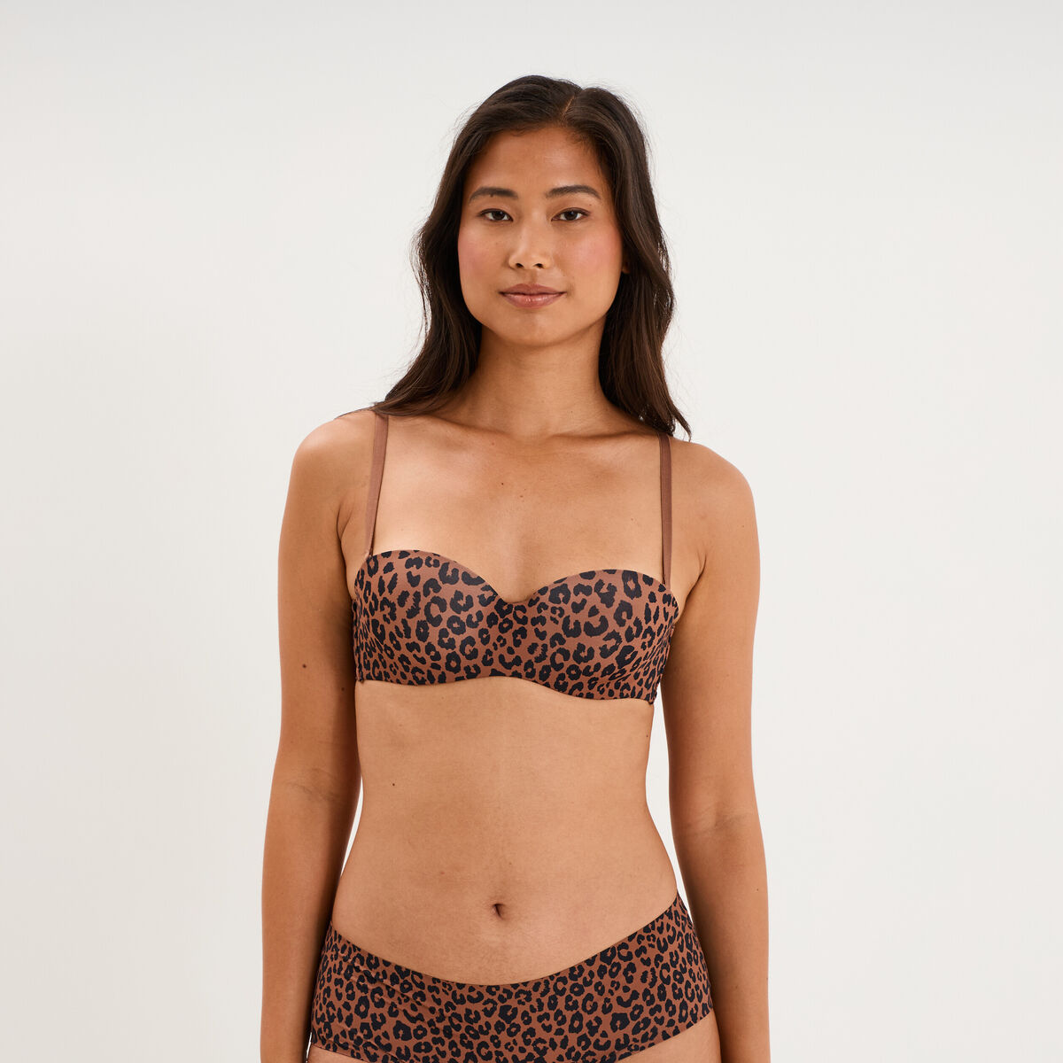 Soutien-gorge bandeau microfibre marron femme