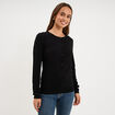Gilet col rond manches longues noir femme