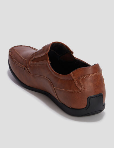 Mocassins confort &agrave; bout carr&eacute; marron homme