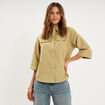Chemise manches 3/4 poches poitrine vert olive femme