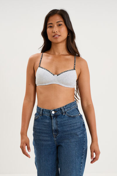 Soutien-gorge triangle padd&eacute; gris femme