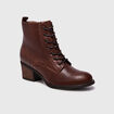Bottines en cuir &agrave; talons carr&eacute;s marron femme