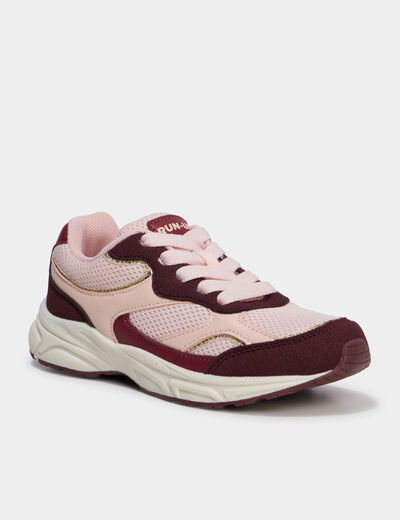 Baskets running &agrave; lacets rose fille