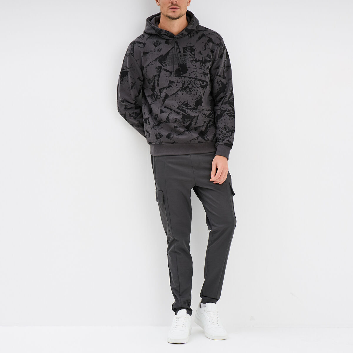 Sweat à capuche hoodie Liberto gris foncé homme