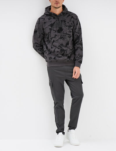 Sweat à capuche hoodie Liberto gris foncé homme
