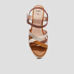 Sandales compensées brides croisées marron femme