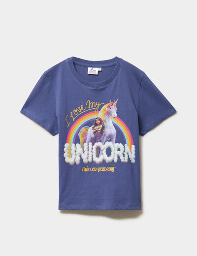 T-shirt coton L'&Eacute;cole des licornes gris fille