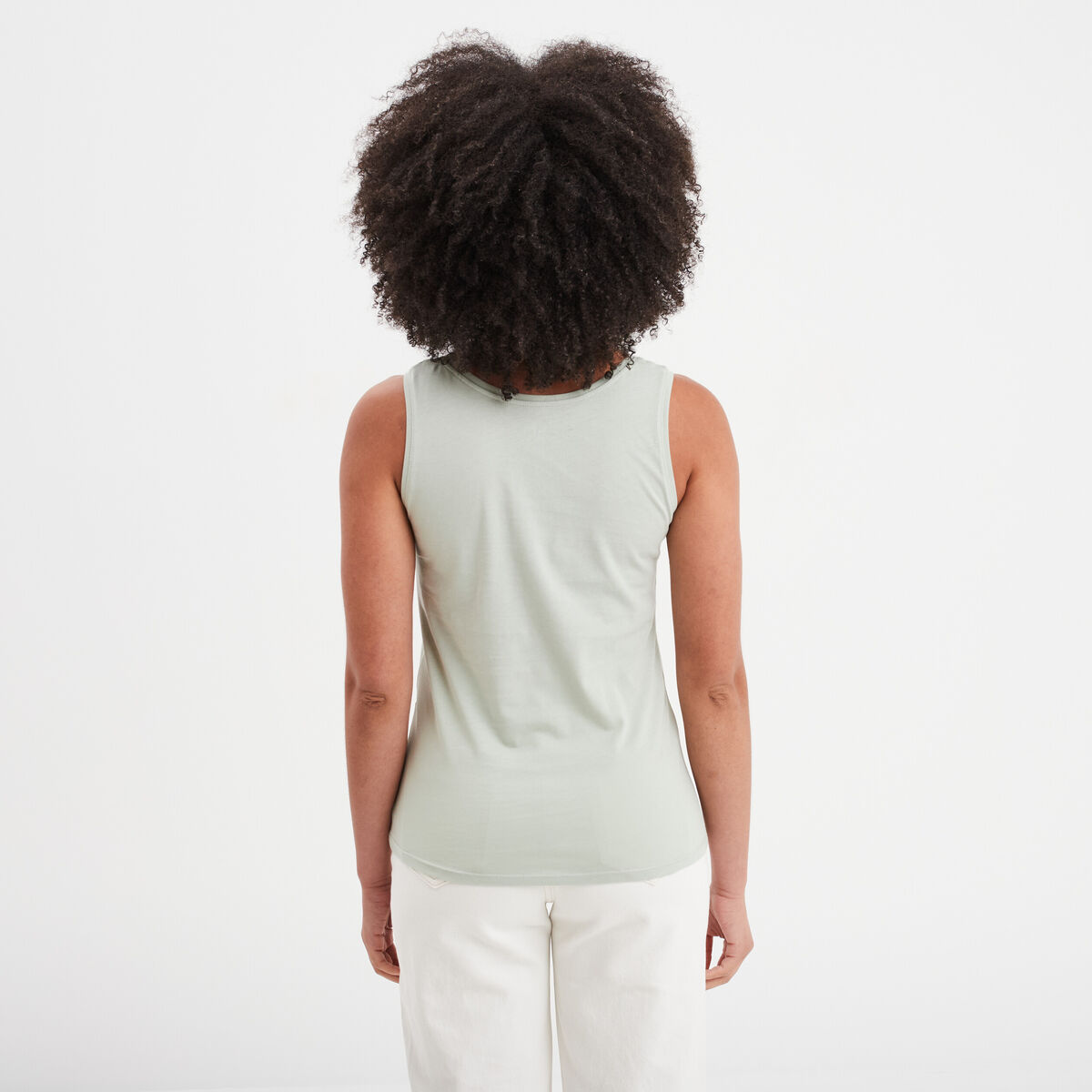 Débardeur bretelles larges coton vert clair femme