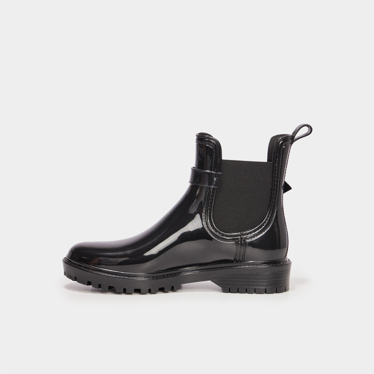 Bottines de pluie chelsea avec boucles noir femme