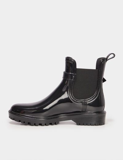 Bottines de pluie chelsea avec boucles noir femme