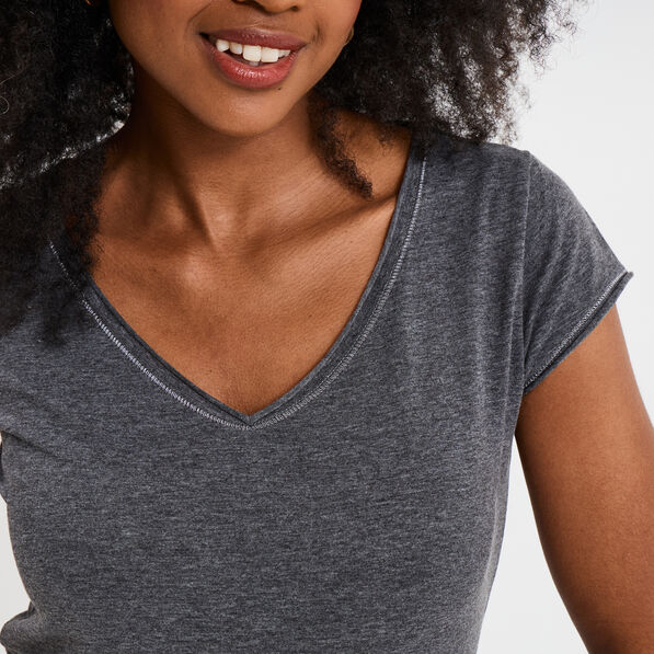 T-shirt manches courtes gris foncé femme