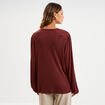 Blouse col tunisien m&eacute;lange lin marron femme