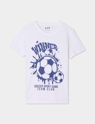 T-shirt col rond manches courtes coton blanc garçon