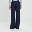 Pantalon large taille haute bleu marine femme
