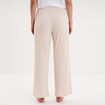 Pantalon de pyjama droit c&ocirc;tel&eacute; beige femme