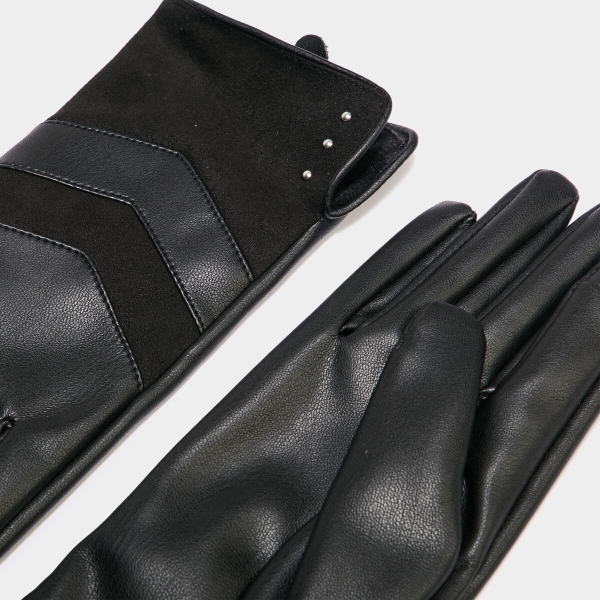 Gants effet simili cuir noir femme