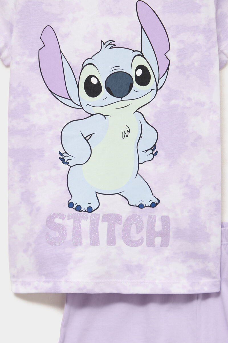 Ensemble pyjama short coton Stitch parme fille