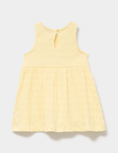 Robe sans manches textur&eacute;e col rond jaune clair b&eacute;b&eacute; fille