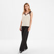 Caraco col V avec dentelle beige femme