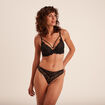 Tanga high leg en dentelle noir femme