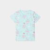 T-shirt col rond manches courtes coton bleu clair fille