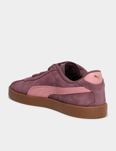 baskets &agrave; lacets en cuir Puma Club II bordeaux femme