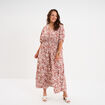 Robe longue fluide manches 3/4 terracotta femme grande taille