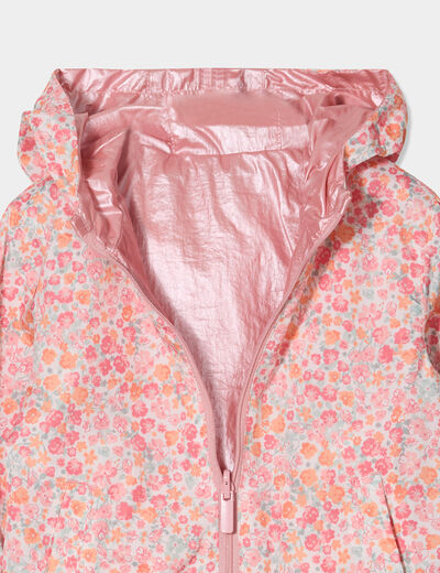 Blouson réversible imperméable à capuche ecru bébé fille