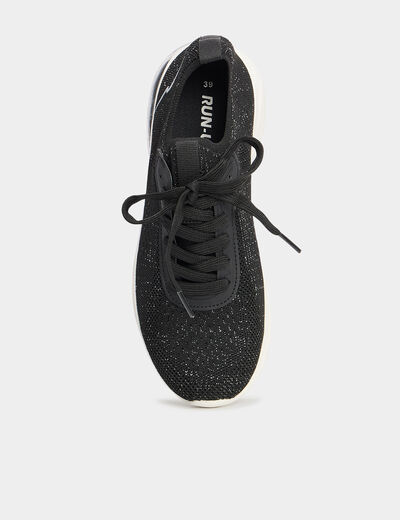 Baskets running à lacets noir femme