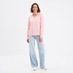 Chemise lin mélangé manches longues rose clair femme