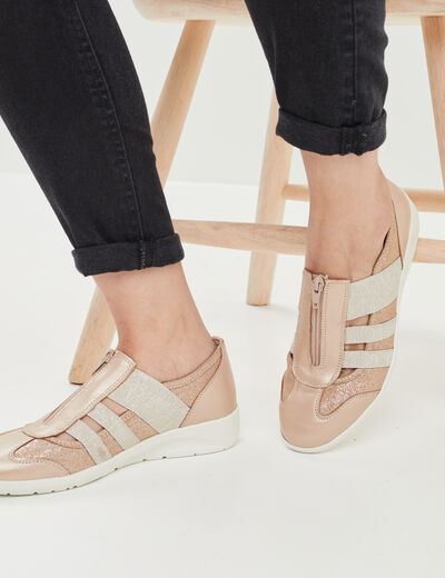 Derbies zippées pied large sable femme