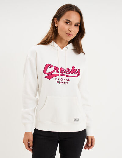 Sweat &agrave; capuche hoodie blanc femme