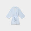 Peignoir court ceintur&eacute; gaze de coton bleu ciel femme