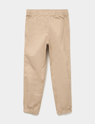 Pantalon battle taille &eacute;lastiqu&eacute;e coton beige gar&ccedil;on
