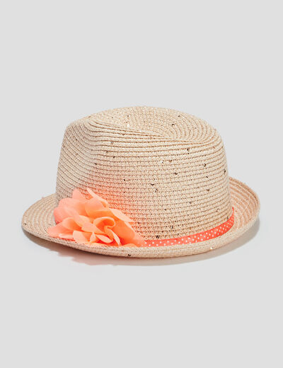 Chapeau à ruban et fleur multicolore fille