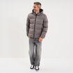 Doudoune courte &agrave; capuche d&eacute;perlante gris homme
