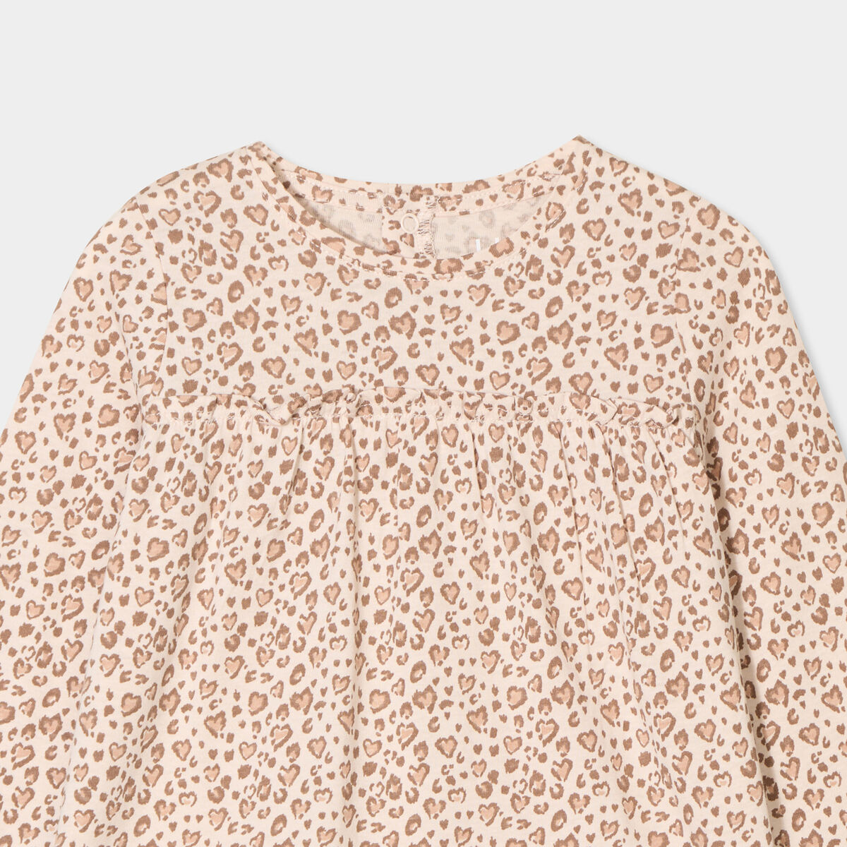 T-shirt manches longues col rond coton creme bébé fille