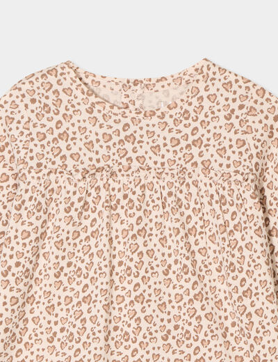 T-shirt manches longues col rond coton creme bébé fille