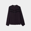 Blouse bandes ajourées col mao Liberto noir femme