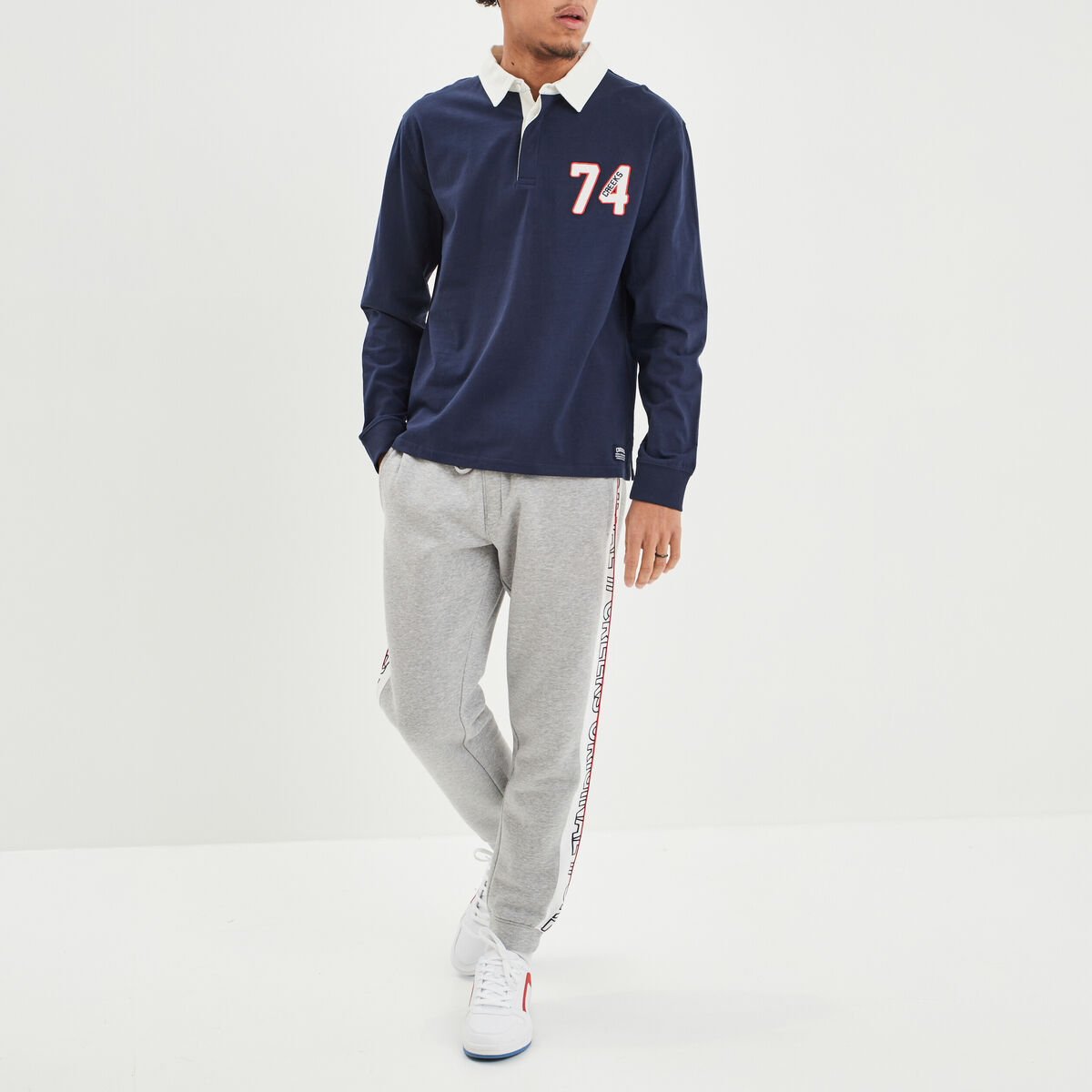 Polo manches longues Creeks bleu marine homme