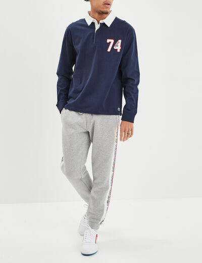 Polo manches longues Creeks bleu marine homme