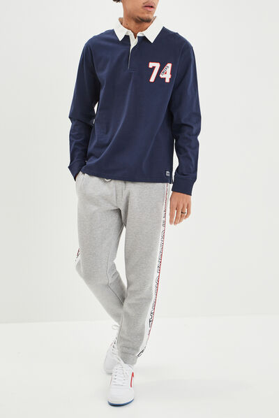 Polo manches longues Creeks bleu marine homme