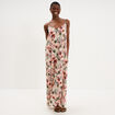 Robe longue droite fluide &agrave; bretelles vert kaki femme