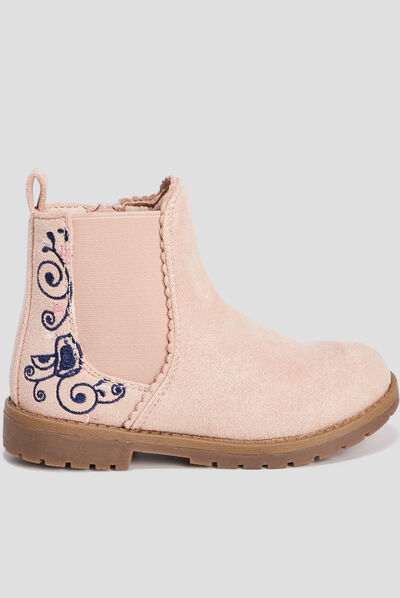 Bottines chelsea brodées rose fille