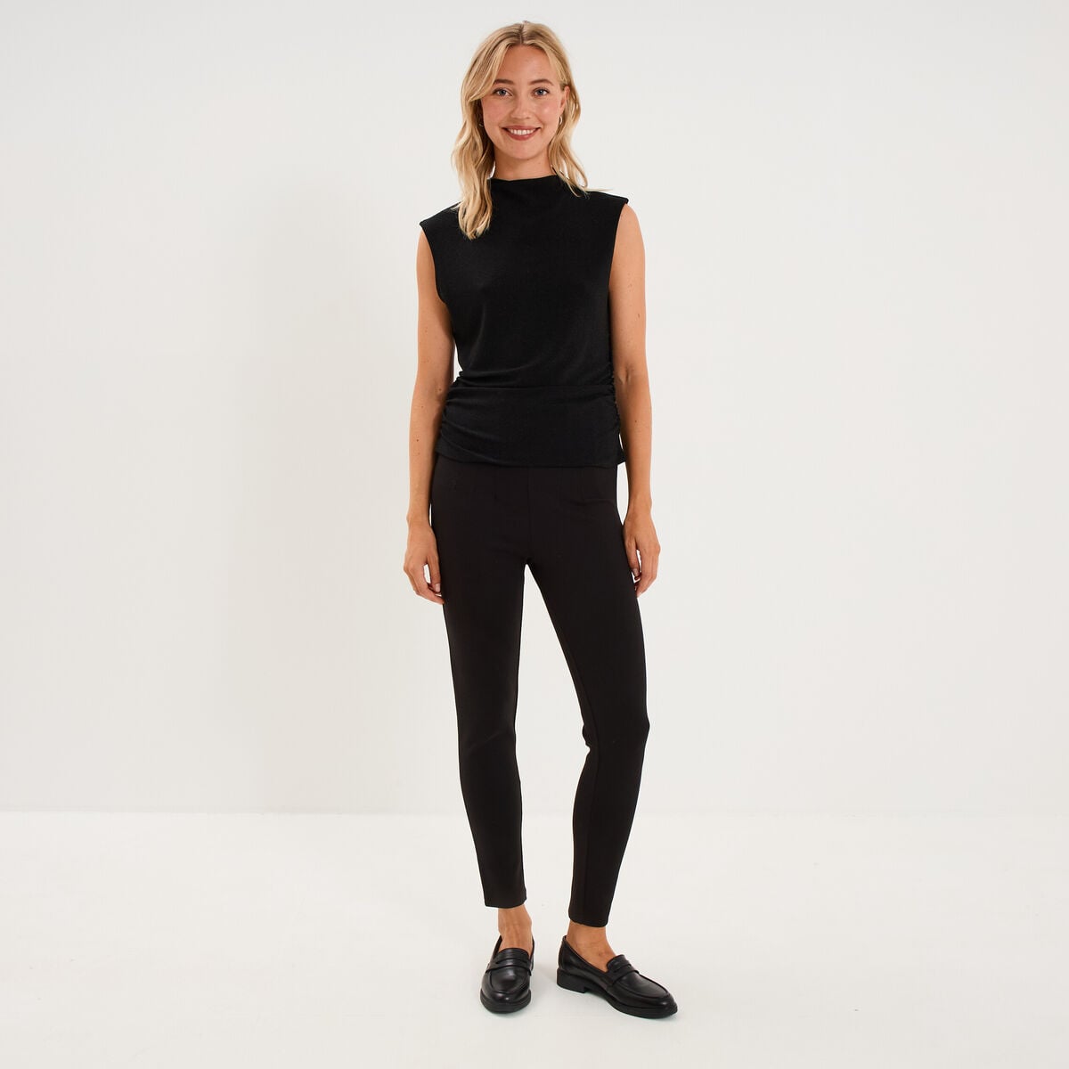 D&eacute;bardeur fronces et paillettes noir femme