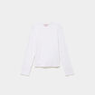 T-shirt manches longues col rond ajust&eacute; blanc femme