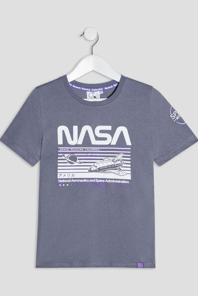 T-shirt manches courtes NASA gris foncé garçon