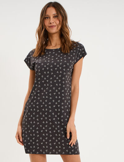 Chemise de nuit manches courtes gris anthracite femme